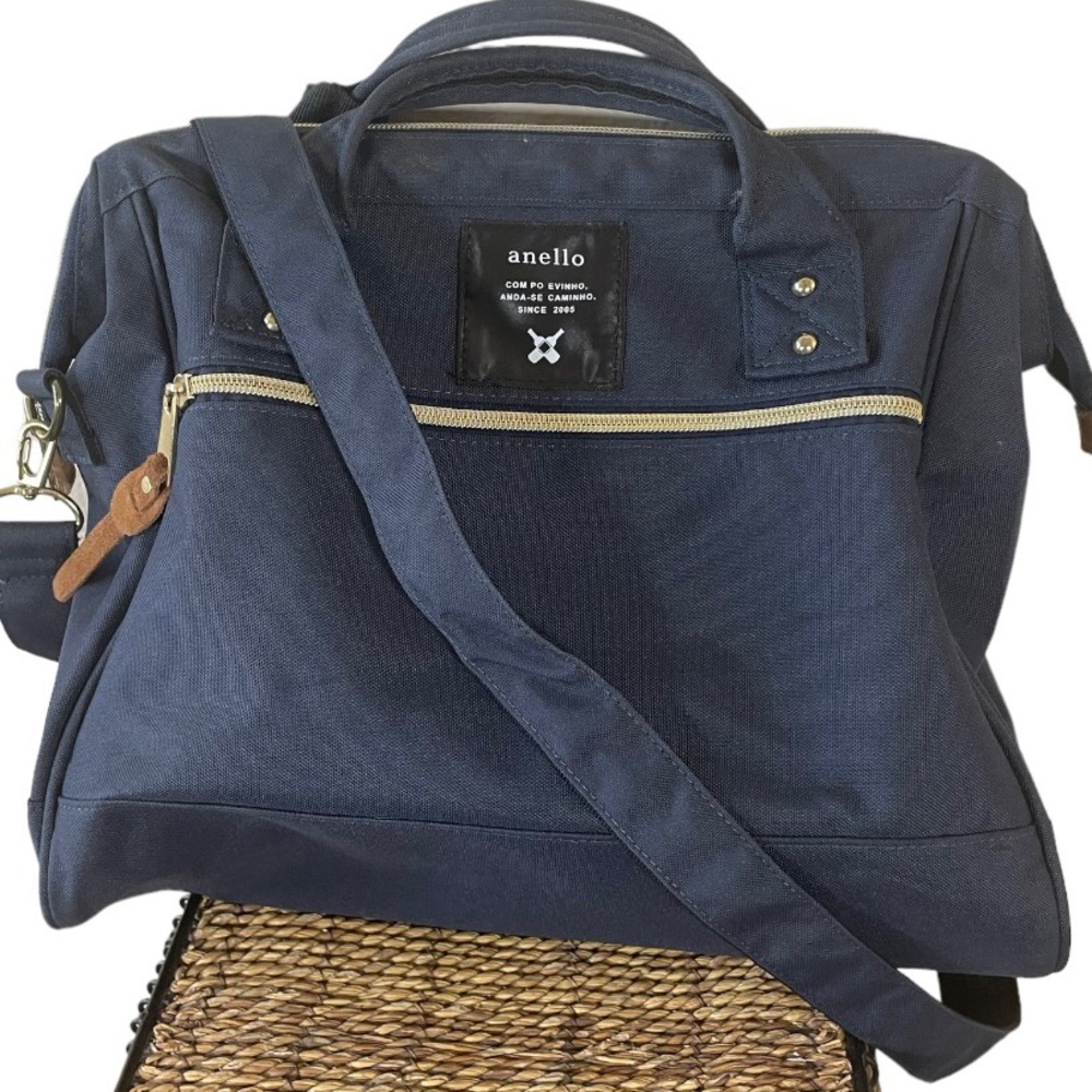 Anello Navy Blue Tote/ Travel Bag w/ Long Adjustable Crossbody Strap